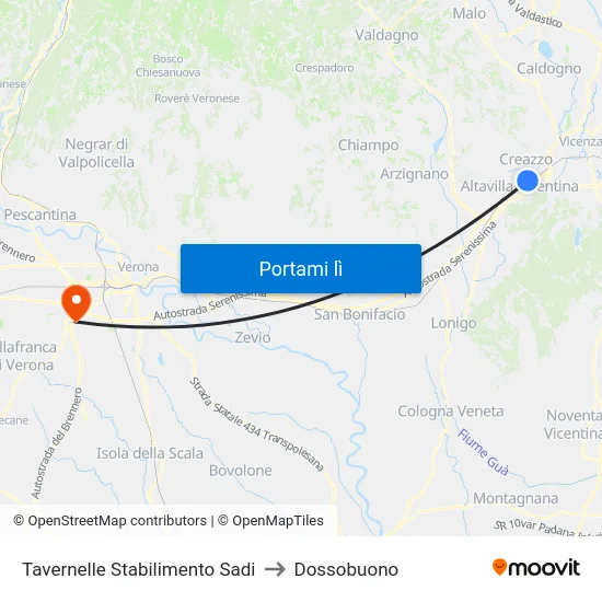 Tavernelle Stabilimento Sadi to Dossobuono map