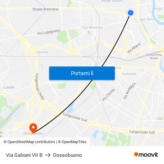 Via Galvani VII B to Dossobuono map