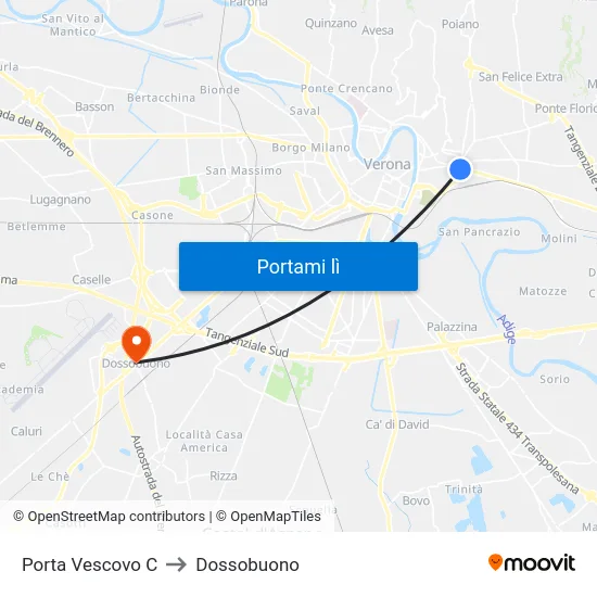 Porta Vescovo C to Dossobuono map