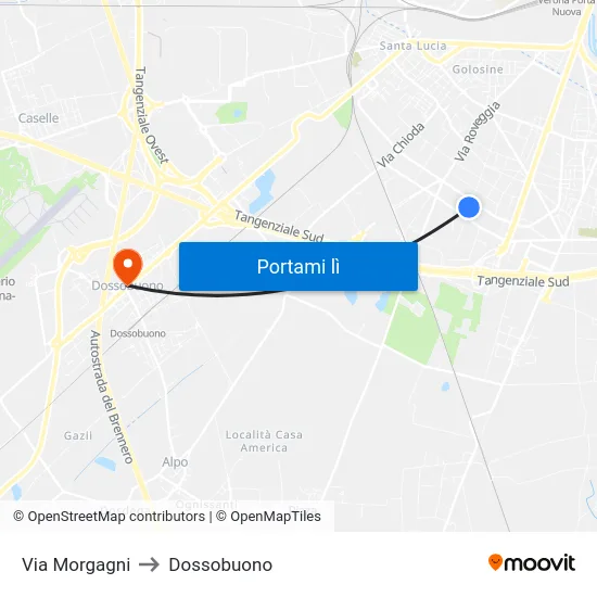 Via Morgagni to Dossobuono map