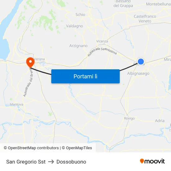 San Gregorio Sst to Dossobuono map