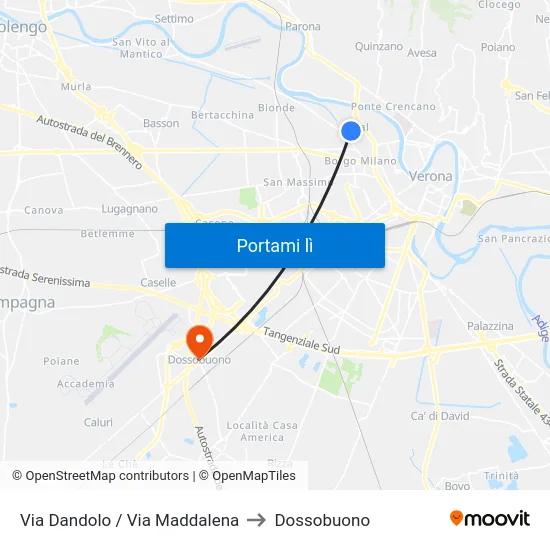 Via Dandolo / Via Maddalena to Dossobuono map