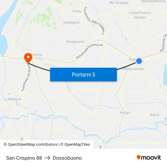 San Crispino 88 to Dossobuono map