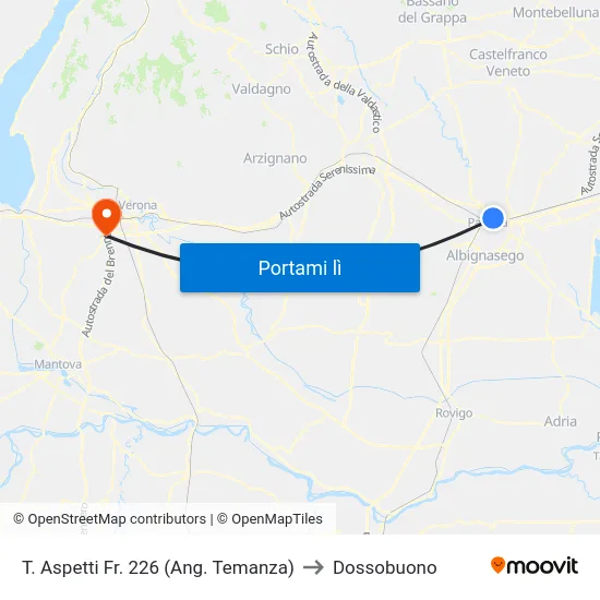 T. Aspetti Fr. 226 (Ang. Temanza) to Dossobuono map