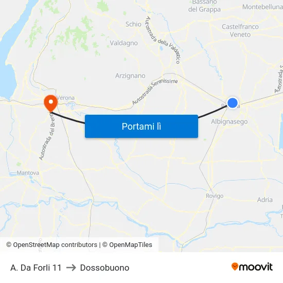 A. Da Forli 11 to Dossobuono map