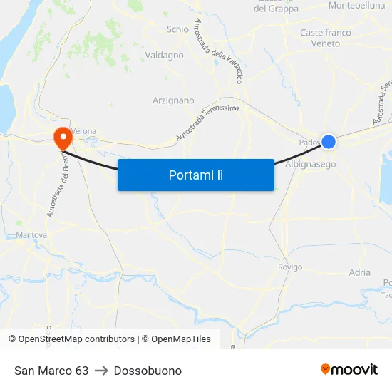 San Marco 63 to Dossobuono map