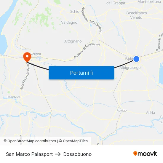 San Marco Palasport to Dossobuono map