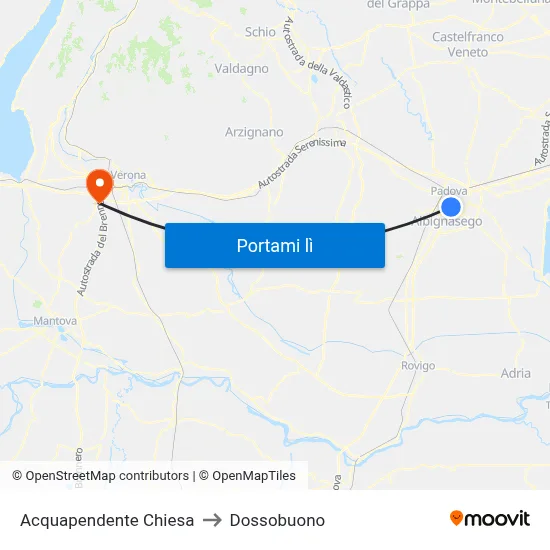 Acquapendente Chiesa to Dossobuono map