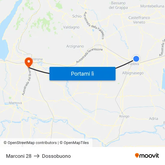 Marconi 28 to Dossobuono map