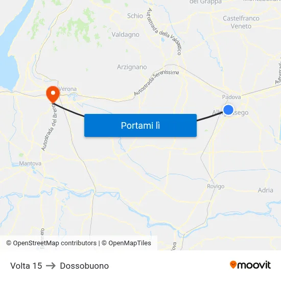 Volta 15 to Dossobuono map