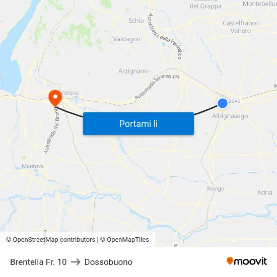 Brentella Fr. 10 to Dossobuono map