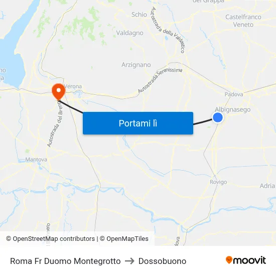 Roma Fr Duomo Montegrotto to Dossobuono map
