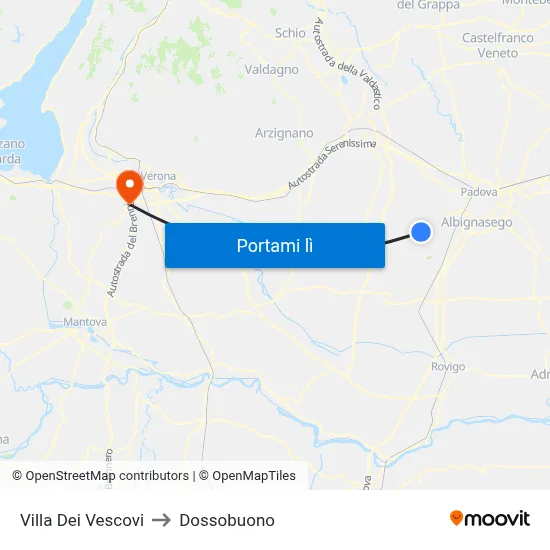 Villa Dei Vescovi to Dossobuono map