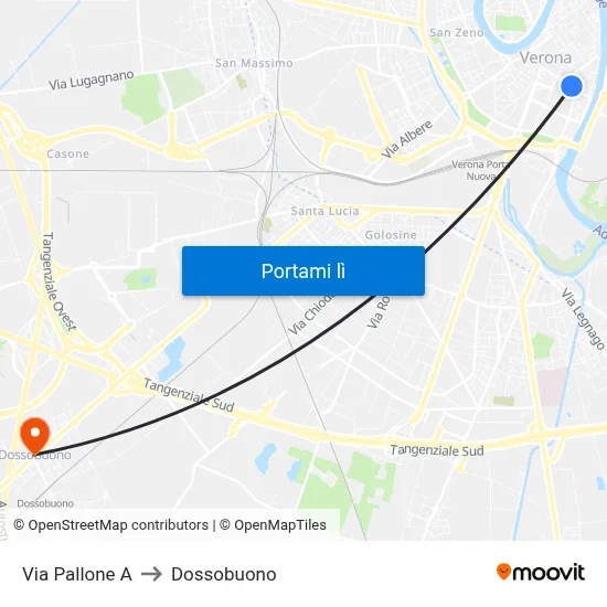 Via Pallone A to Dossobuono map