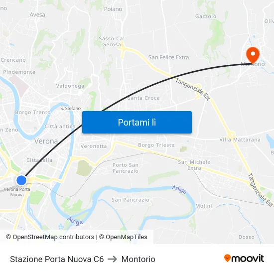 Stazione Porta Nuova C6 to Montorio map