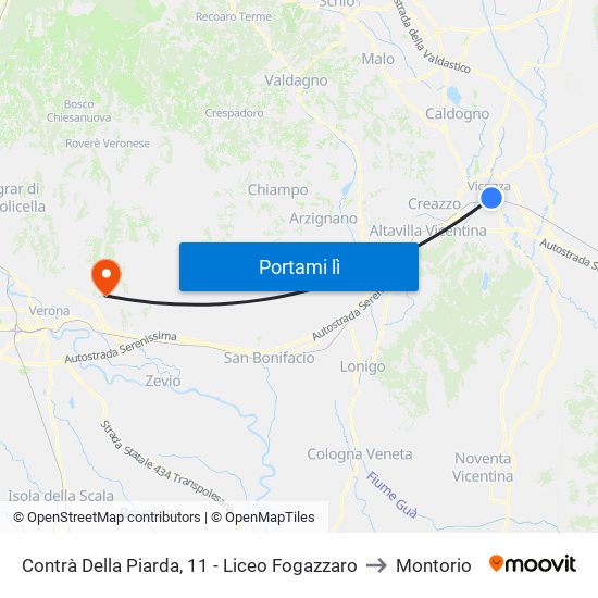 Contrà Della Piarda, 11 - Liceo Fogazzaro to Montorio map