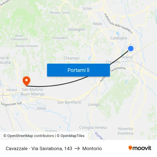 Cavazzale - Via Saviabona, 143 to Montorio map