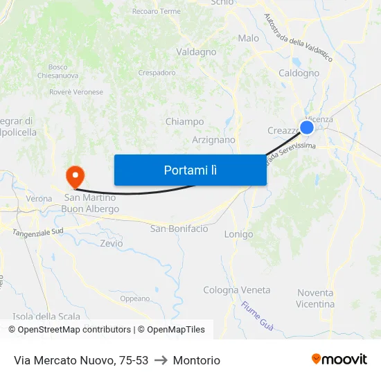 Via Mercato Nuovo, 75-53 to Montorio map