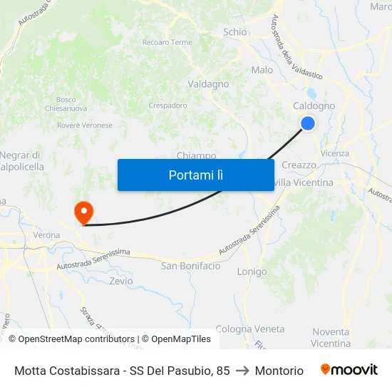 Motta Costabissara - SS Del Pasubio, 85 to Montorio map
