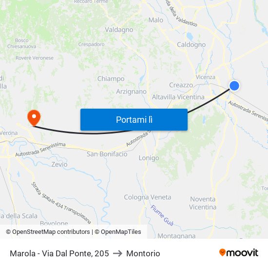 Marola - Via Dal Ponte, 205 to Montorio map
