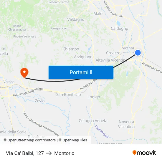 Via Ca' Balbi, 127 to Montorio map