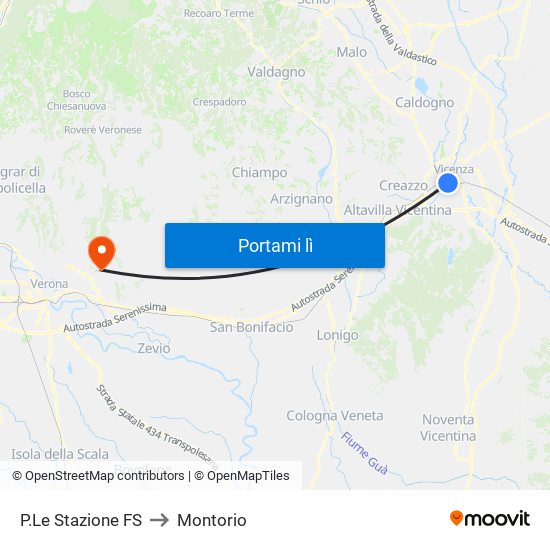 P.Le Stazione FS to Montorio map