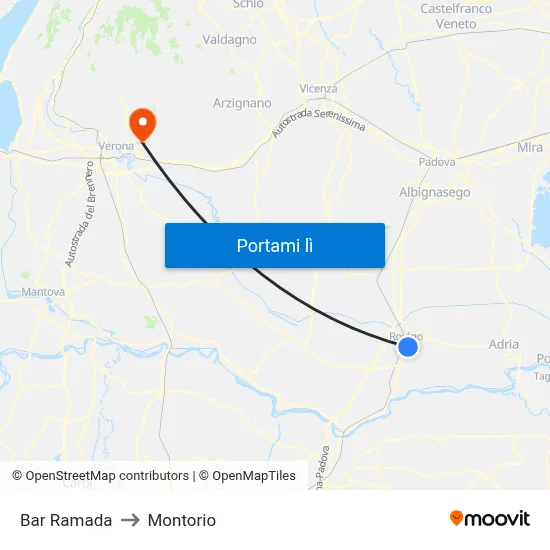 Bar Ramada to Montorio map