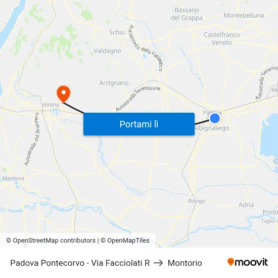 Padova Pontecorvo - Via Facciolati R to Montorio map