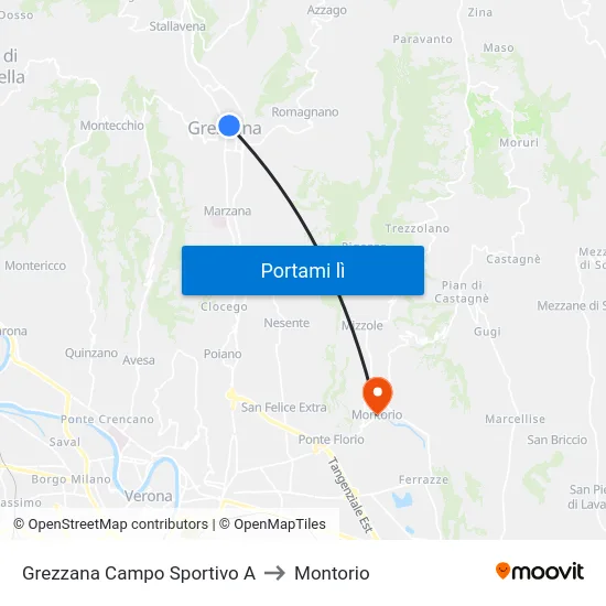 Grezzana Campo Sportivo A to Montorio map