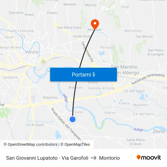 San Giovanni Lupatoto - Via Garofoli to Montorio map