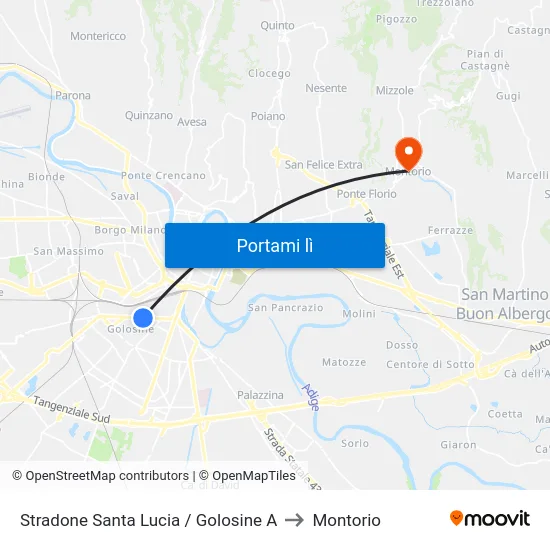 Stradone Santa Lucia / Golosine A to Montorio map
