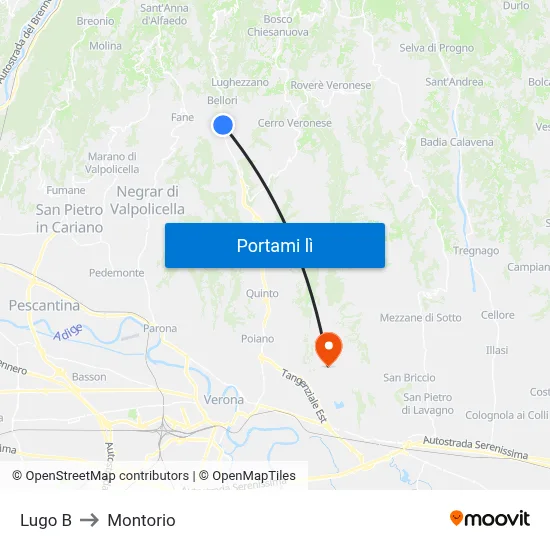 Lugo B to Montorio map