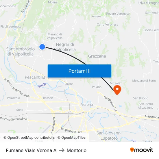 Fumane Viale Verona A to Montorio map