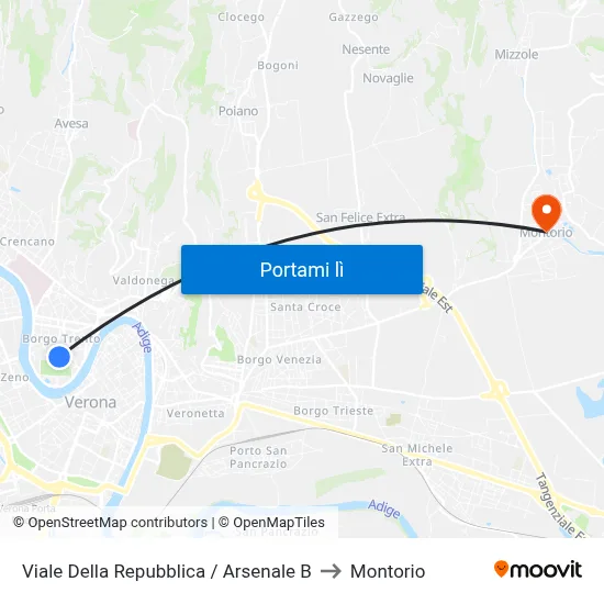 Viale Della Repubblica / Arsenale B to Montorio map