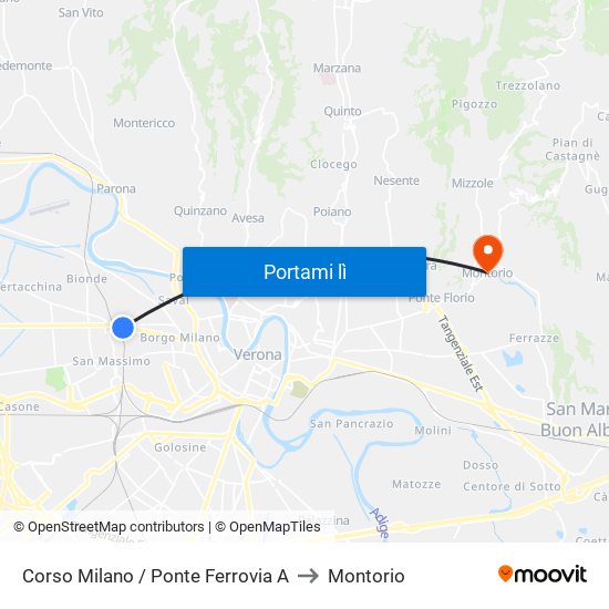 Corso Milano / Ponte Ferrovia A to Montorio map