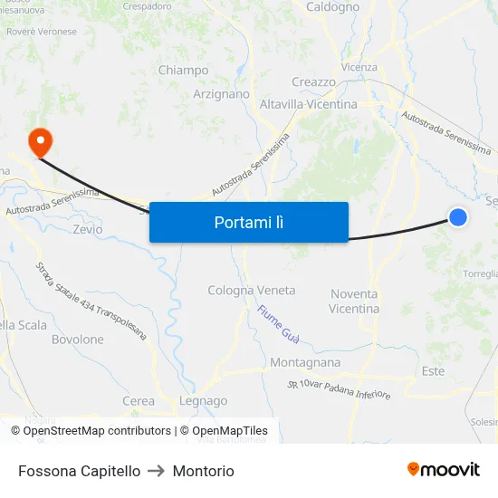 Fossona Capitello to Montorio map