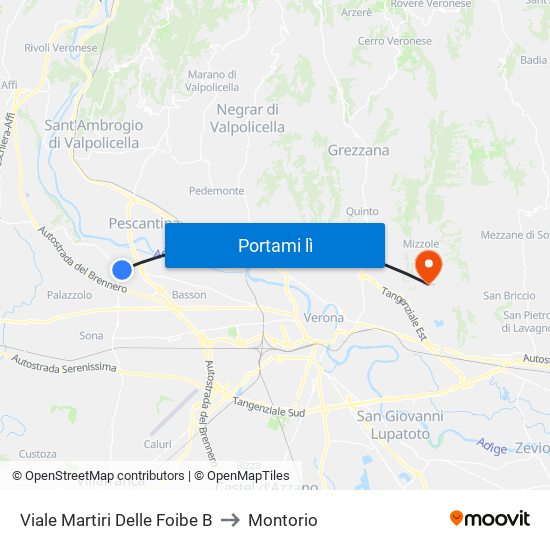 Viale Martiri Delle Foibe B to Montorio map