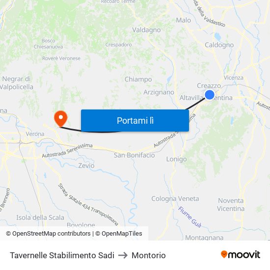 Tavernelle Stabilimento Sadi to Montorio map