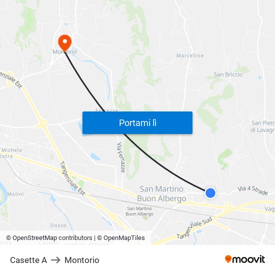 Casette A to Montorio map