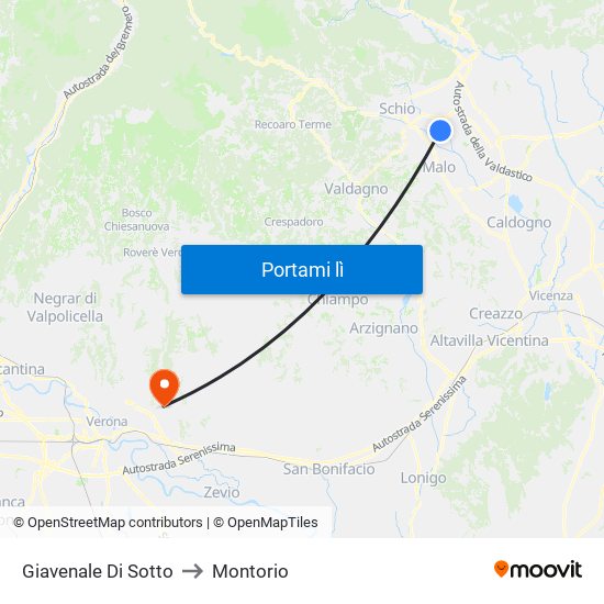 Giavenale Di Sotto to Montorio map