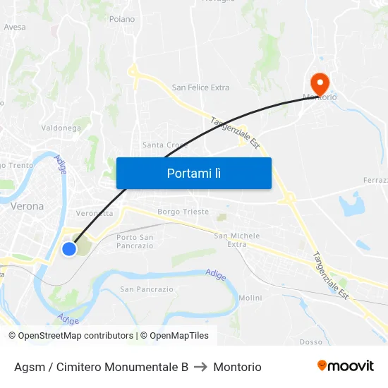 Agsm / Cimitero Monumentale B to Montorio map
