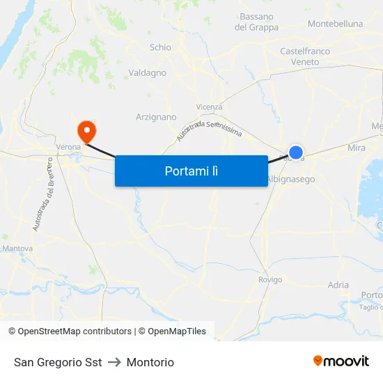 San Gregorio Sst to Montorio map