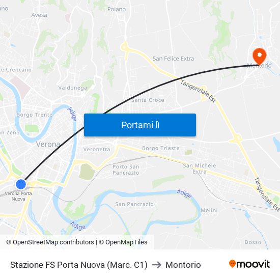 Stazione FS Porta Nuova (Marc. C1) to Montorio map