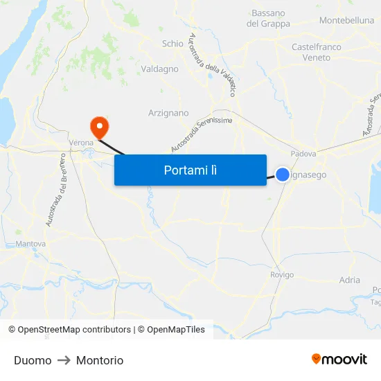 Duomo to Montorio map