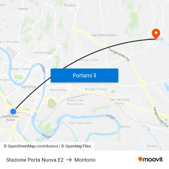 Stazione Porta Nuova E2 to Montorio map