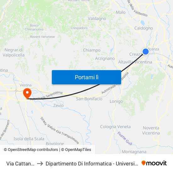 Via Cattane, 16 to Dipartimento Di Informatica - Università Di Verona map