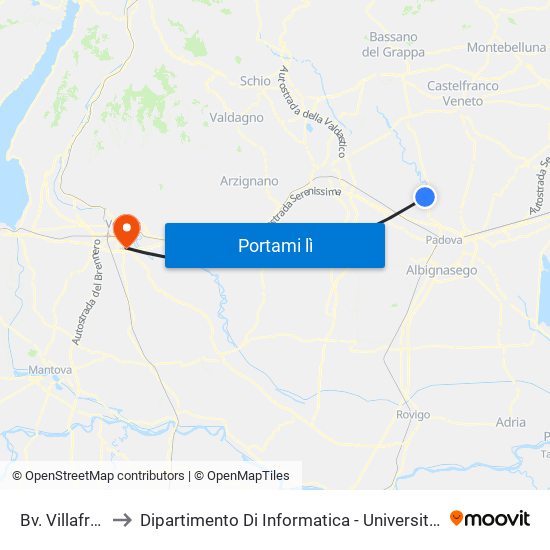 Bv. Villafranca to Dipartimento Di Informatica - Università Di Verona map