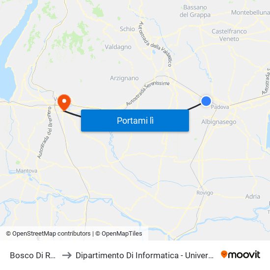 Bosco Di Rubano to Dipartimento Di Informatica - Università Di Verona map