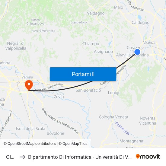 Olmo to Dipartimento Di Informatica - Università Di Verona map