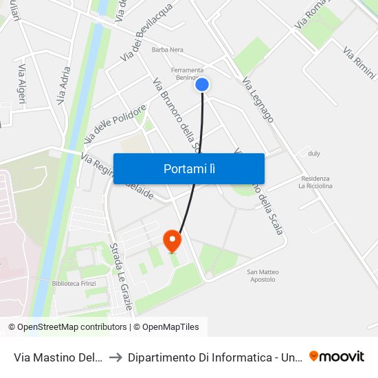 Via Mastino Della Scala A to Dipartimento Di Informatica - Università Di Verona map